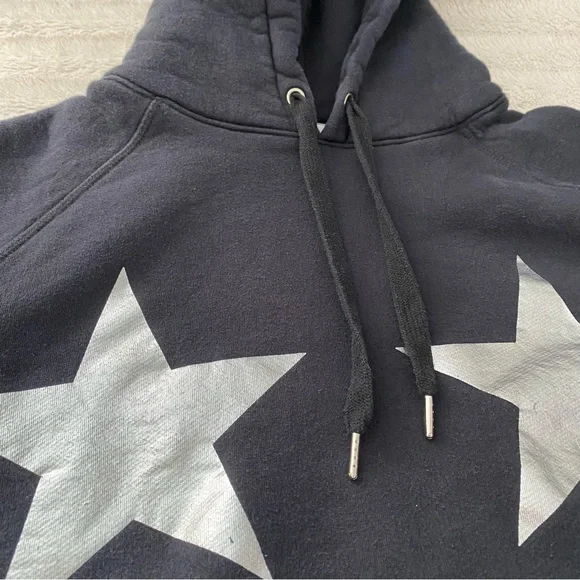 Good American Stars And Stripes Black Silver Hoodie Sweatshirt Dress - Picture 16 of 16